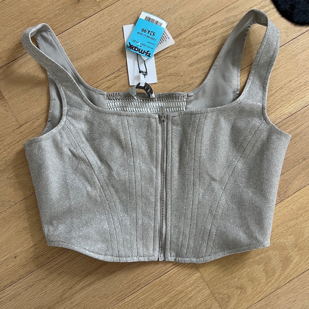 Silver Glitter Crop Top